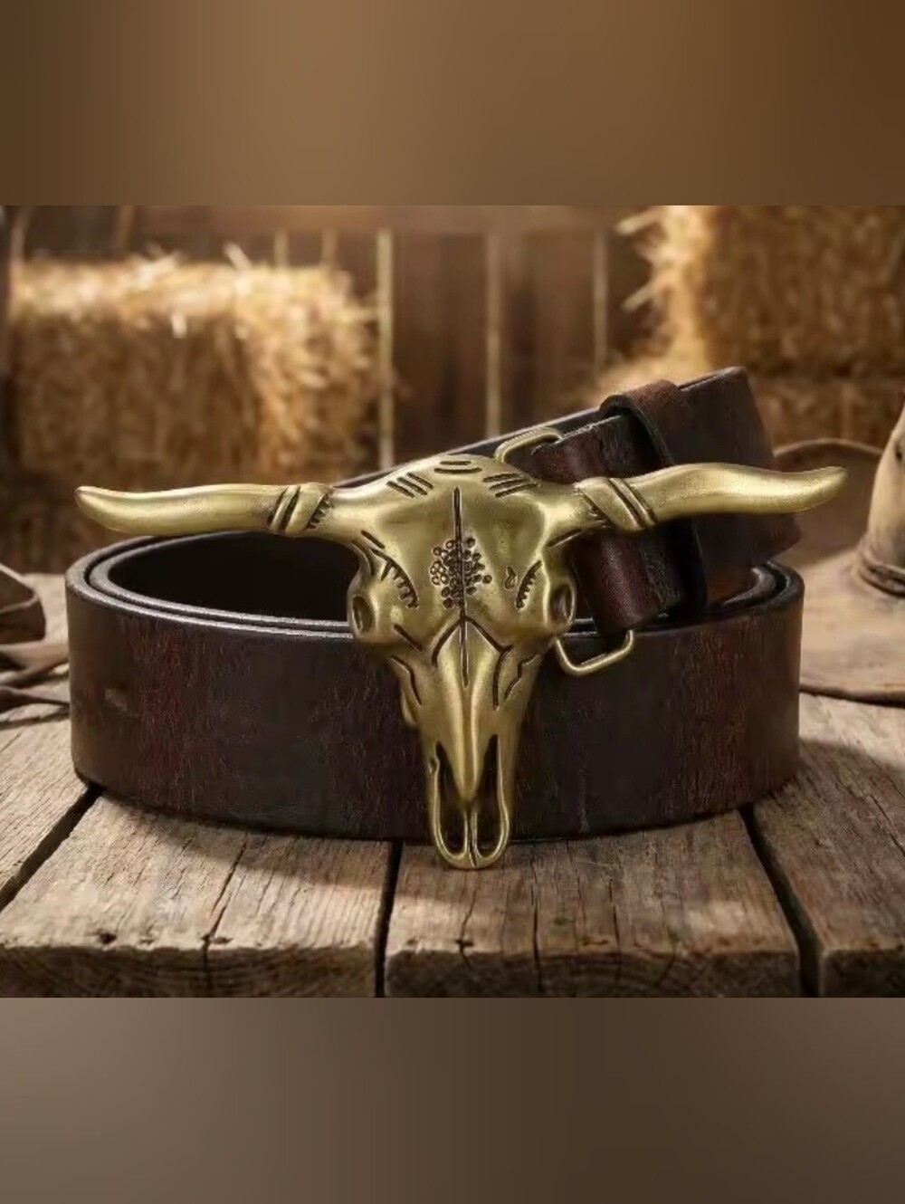 Gold or silver longhorn steer belt buckle